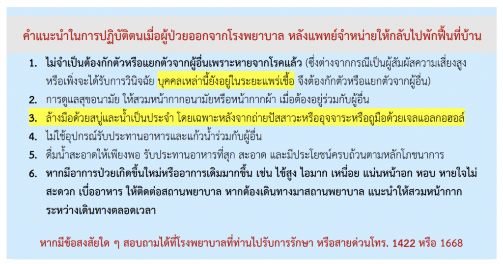 กระทรวงสาธารณสุข อนุญาตให้ไม่จำเป็นต้องกักตัวต่อ หากรักษาหายดีแล้ว