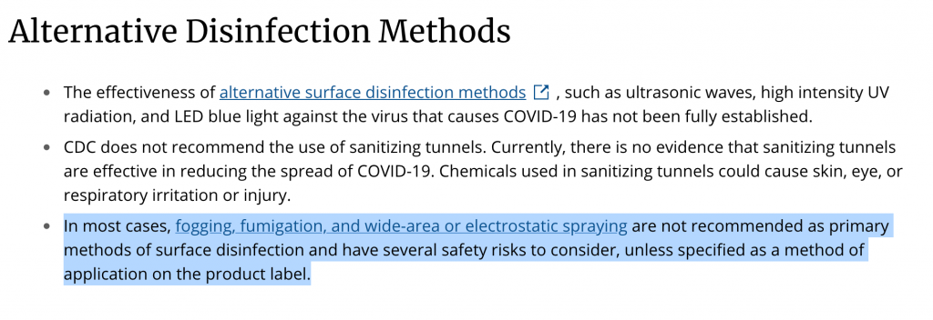 ข้อมูลของ CDC ต่อการใช้เครื่องพ่น